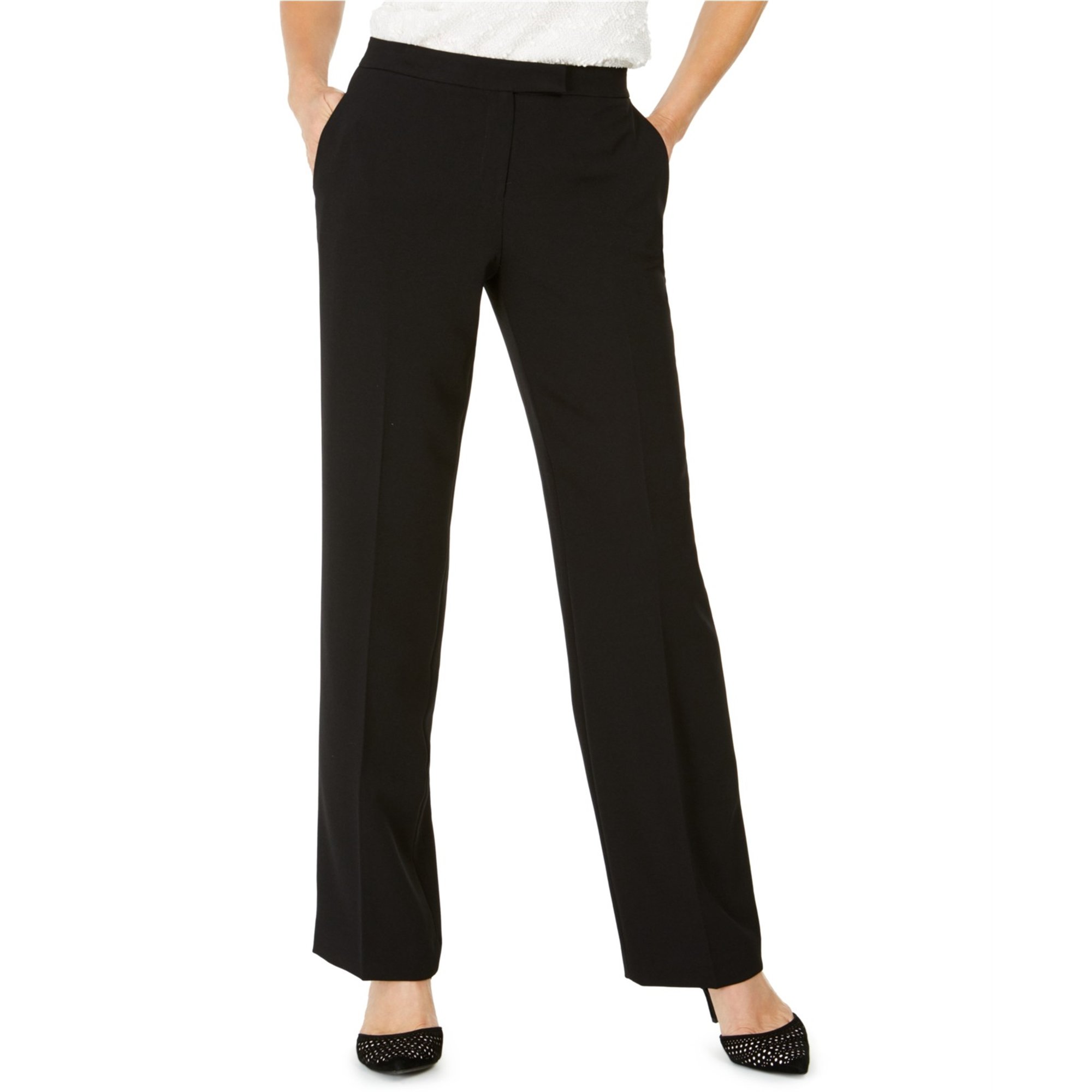 Womens Petites Solid Trouser Pants